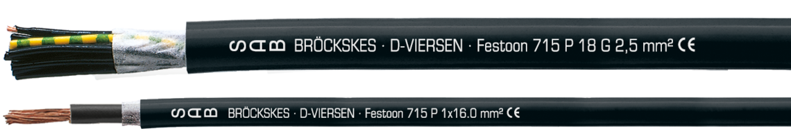 Ejemplo de marcación para Festoon 715 P 07150162: SAB BRÖCKSKES · D-VIERSEN · Festoon 715 P 1x16.0 mm² CE