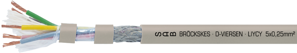 Ejemplo de marcación por LiYCY 03150525:
SAB BRÖCKSKES · D-VIERSEN · LIYCY 5x0,25mm² CE