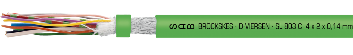Ejemplo de marcación por SL 803 C 08030112: SAB BRÖCKSKES · D-VIERSEN · SL 803 C 10 x 0,14 mm² + 2 x 0,5 mm² CE