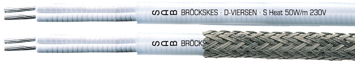 Ejemplo de marcatura SAB Heat: SAB BRÖCKSKES · D-VIERSEN · SAB Heat 50W/m 230V