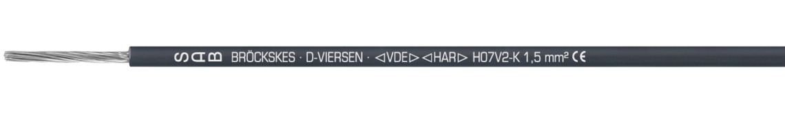 Ejemplo de marcación: SAB BRÖCKSKES · D-VIERSEN · < VDE > < HAR > H07V2-K 1,5 mm² CE