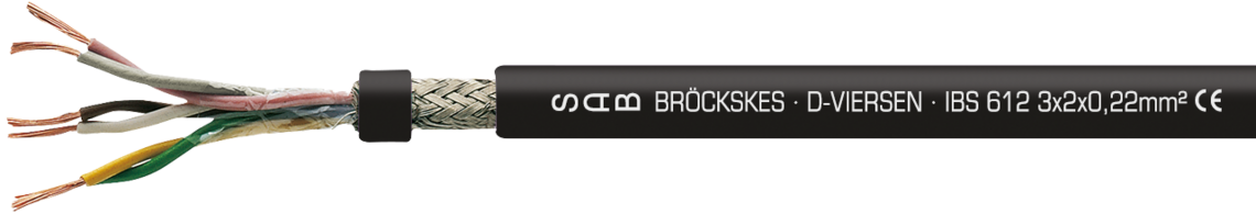 Cable INTERBUS-S, PVC, para instalación exterior y subterránea Ejemplo de marcación por S IBS 612 06163251: SAB BRÖCKSKES · D-VIERSEN · S IBS 616 3 x 2 x 0,25 mm² CE