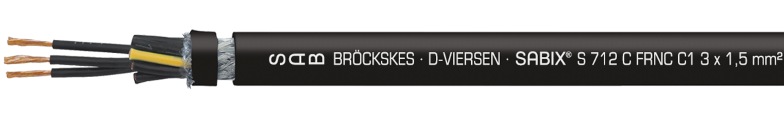 Ejemplo de marcación por SABIX® S 712 C FRNC C1 67120315: SAB BRÖCKSKES · D-VIERSEN · SABIX® S 712 C FRNC C1 3 x 1,5 mm² CE