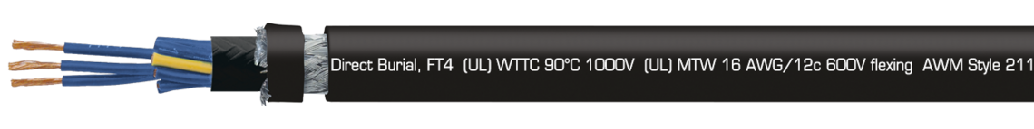 Ejemplo de marcación por TR 600 CY blue 32211612: SAB BRÖCKSKES · D-VIERSEN · TR 600 CY blue 16 AWG/12c 32211612 TFFN (UL) Type TC-ER 90°C 600V, Oil Resistant I, Sunlight Resistant, Direct Burial, FT4 (UL) WTTC 90°C 1000V (UL) MTW 16 AWG/12c 600V flexing AWM Style 21179 600V c(UL) Type CIC SHIELDED 90°C dry 600V FT1 FT2 FT4 CE