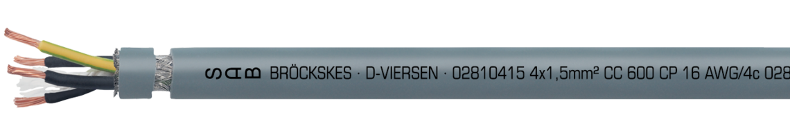 Ejemplo de marcación: SAB BRÖCKSKES · D-VIERSEN · 02812510 25 x 1,0 mm² CC 600 CP 18 AWG/25c 02811825 UL AWM Style 21060 80°C 600V CSA AWM I/II A/B 80°C 600V FT1 FT2 CE