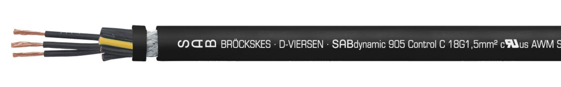 Ejemplo de marcatura:
SAB BRÖCKSKES · D-VIERSEN · SABdynamic 905 Control C 18G1,5mm² cULus AWM Style 21223 AWM I/II A/B 80°C 1000V FT1 FT2 0905-1815 CE
