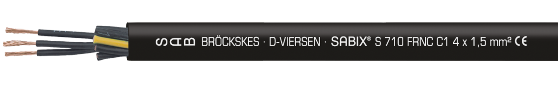 Ejemplo de marcación por SABIX® S 710 FRNC C1 67100415: SAB BRÖCKSKES · D-VIERSEN · SABIX® S 710 FRNC C1 4 x 1,5 mm² CE