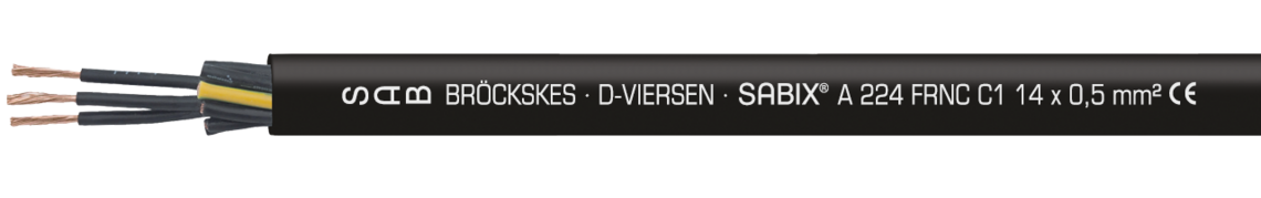 Ejemplo de marcación por SABIX® A 224 FRNC C1 62241405 SAB BRÖCKSKES • D-VIERSEN • SABIX® A 224 FRNC C1 14 x 0,5 mm² CE