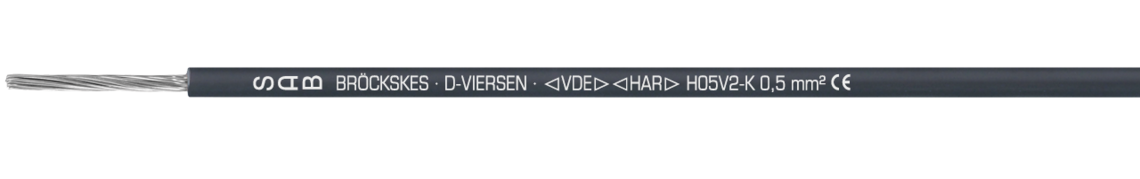 Ejemplo de marcación: SAB BRÖCKSKES · D-VIERSEN · < VDE > < HAR > H05V2-K 0,5 mm² CE
