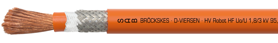 cable unipolares de alta tensión en Besilen®/PUR, altamente flexible
con pantalla general de cobre y aprobación cULus SAB BRÖCKSKES D-VIERSEN HV Robot HF Uo/U 1,8/3 kV 95,0mm² cULus AWM Style 12150 AWM I/II A/B 80°C 2000V FT1 FT2