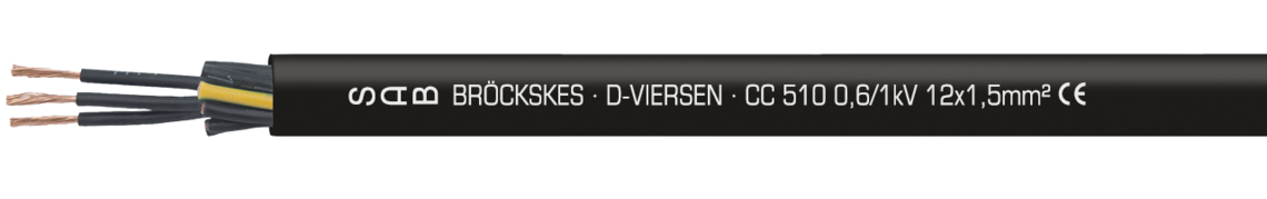 Ejemplo de marcación por CC 510 32010415: SAB BRÖCKSKES · D-VIERSEN · CC 510 0,6/1 kV 4 x 1,5 mm² CE