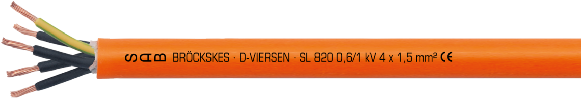 Ejemplo de marcación por SL 820 C 08200415: SAB BRÖCKSKES · D-VIERSEN · SL 820 0,6/1 kV 4 x 1,5 mm² CE