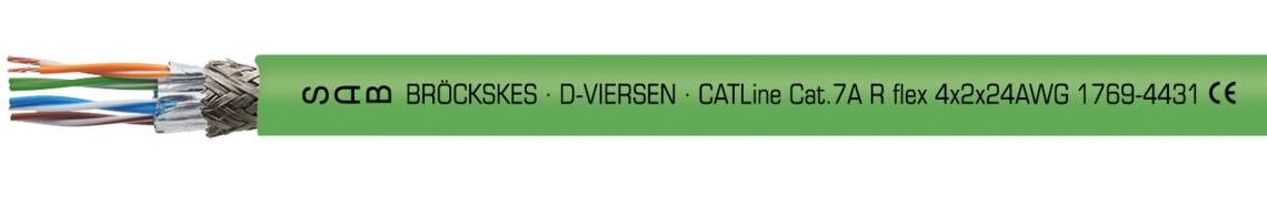 Ejemplo de marcación: SAB BRÖCKSKES · D-VIERSEN · CATLINE Cat.7 A R flex 4x2x24AWG 1769-4431  CE