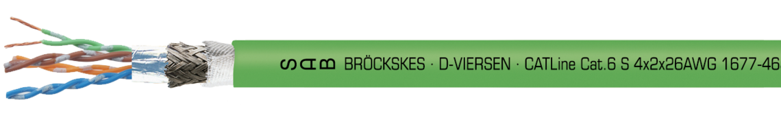 Ejemplo de marcación: SAB BRÖCKSKES · D-VIERSEN · CATLine Cat.6 S 4x2x26AWG 1677-4630 UL AWM Style 20549 80°C 300V CSA AWM I/II A/B 80°C 300V FT2 CE