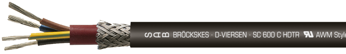 Ejemplo de marcación por SC 600 C HDTR 01240410: SAB BRÖCKSKES · D-VIERSEN · SC 600 C HDTR UL AWM Style 4535 150°C 60OV CSA AWM I/II A 150°C 600V FT1 FT2 CE