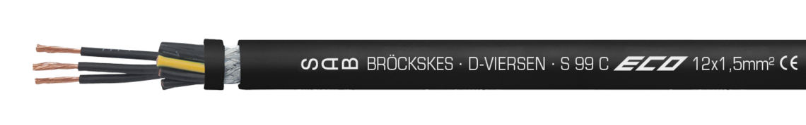 Cable de control en SABIX®/PUR, duraderamente flexible con conductores numerados y pantalla general de cobre SAB BRÖCKSKES · D-VIERSEN · S 99 C ECO 12x1,5mm2 CE