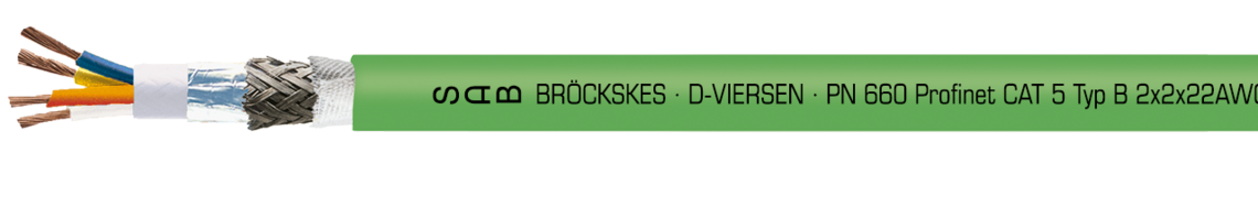 Ejemplo de marcación por PN 660: SAB BRÖCKSKES · D-VIERSEN · PN 660 Profinet CAT 5 Typ B 2x2x22AWG CE