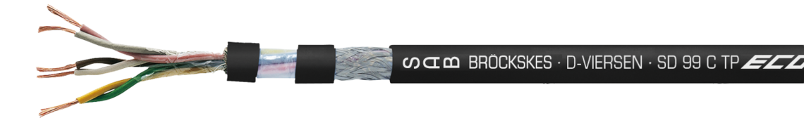 Cable de datos en SABIX®/PUR, duraderamente flexible con cableado en pares,
con conductores colorados y pantalla general de cobre SAB BRÖCKSKES · D-VIERSEN · SD 99 C TP ECO 3x2x0,5mm2 CE