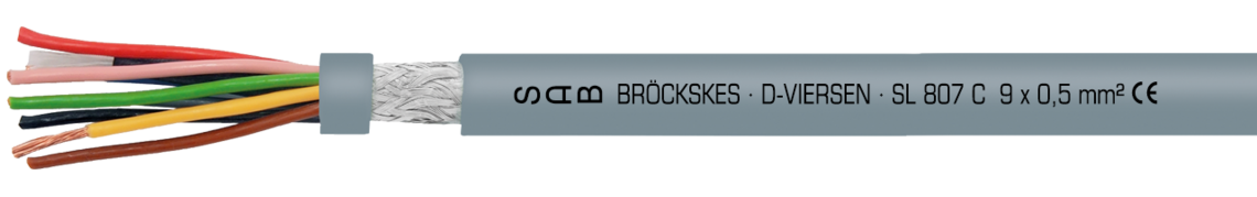 Ejemplo de marcaciòn por SL 807 C 08070050: SAB BRÖCKSKES · D-VIERSEN · SL 807 C 9 x 0,5 mm² CE