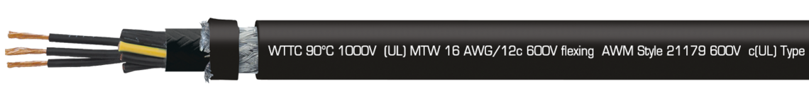 Ejemplo de marcación por TR 600 CY lean 32241625: SAB BRÖCKSKES · D-VIERSEN · TR 600 CY Lean 16 AWG/12c 32241612 TFFN (UL) Type TC-ER 90°C 600V, Oil Resistant I, Sunlight Resistant, Direct Burial, FT4 (UL) WTTC 90°C 1000V (UL) MTW 16 AWG/12c 600V flexing AWM Style 21179 600V c(UL) Type CIC SHIELDED 90°C dry 600V FT1 FT2 FT4 CE