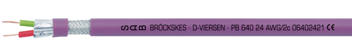 Ejemplo de marcaciòn por PB 640 06402421: SAB BRÖCKSKES · D-VIERSEN · PB 640 2 x AWG 24 CE