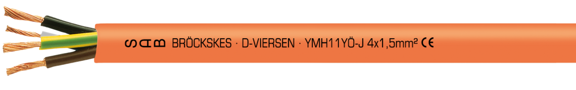 Ejemplo de marcación por YMH11YÖ-J 02680415: SAB BRÖCKSKES · D-VIERSEN · YMH11YÖ-J 4 x 1,5 mm² CE