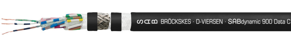 Cable de datos en SABIX®/PUR, duraderamente flexible, alimentación robusta,
resistente al aceite y fignífugo con conductores colorados y pantalla general de cobre Ejemplo de marcatura:
SAB BRÖCKSKES · D-VIERSEN · SABdynamic 900 Data C 25x0,14mm² cULus AWM Style 21209 AWM I/II A/B 90°C 300V FT1 FT2 0902-2501 CE